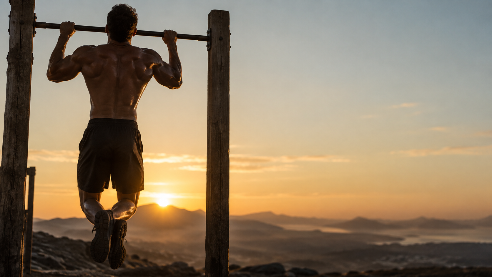 Pull-up silhouette at sunrise