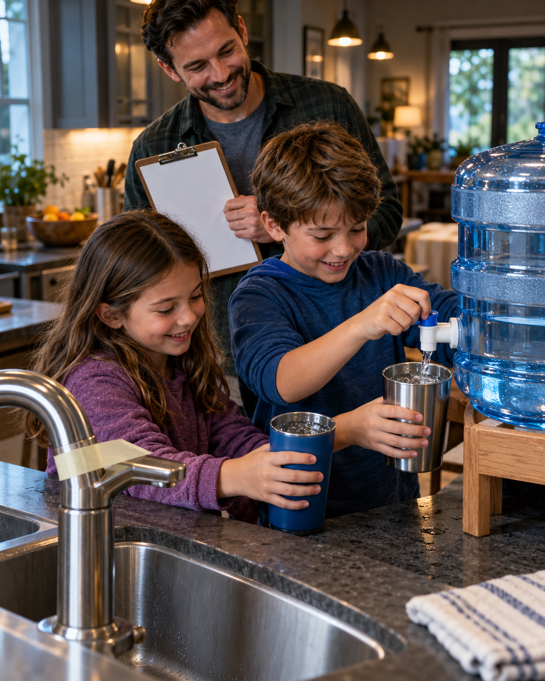 A family doing the tap-off drill