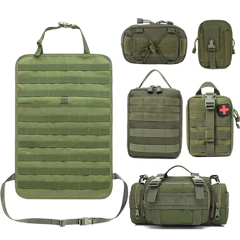 Tactical Backseat Car Organizer + 5 Molle Pouches - Military Overstock