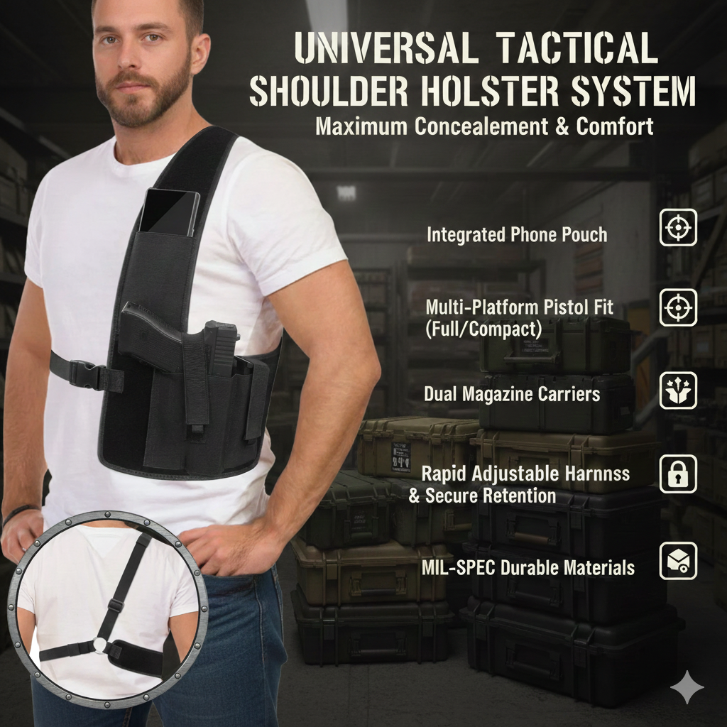 Tactical Chest Holster w/ Phone Pouch – Concealed Carry Rig