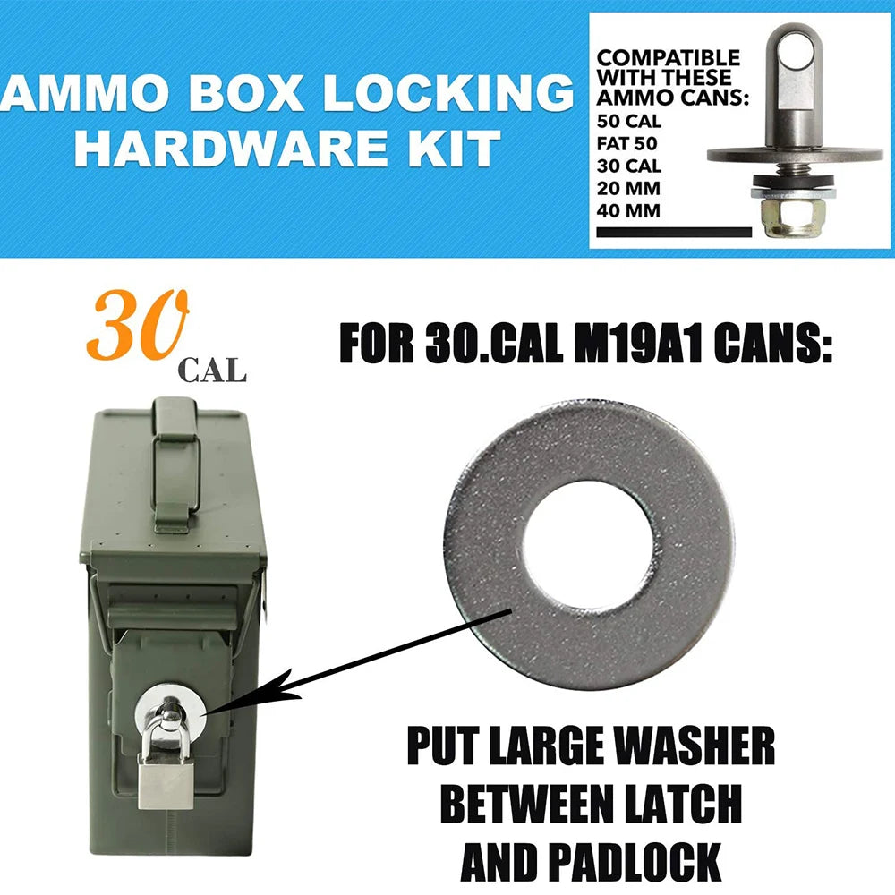 BattleGear™ – 50 Cal Ammo Box Can Steel Gun Lock Hardware Kit