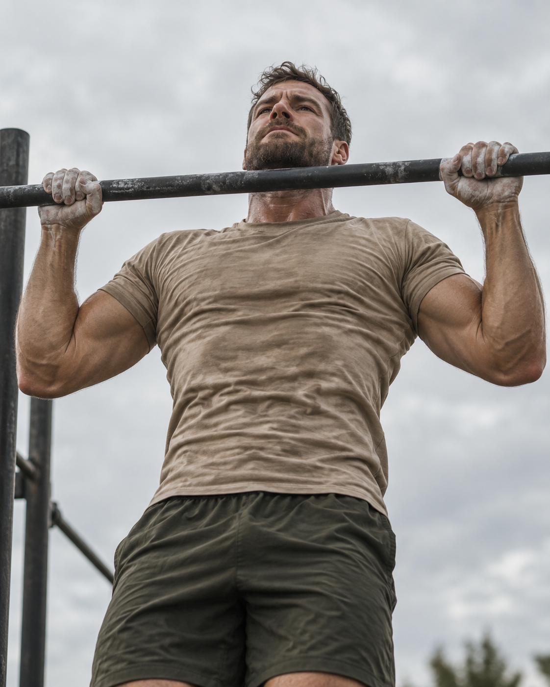 Strict pull-up on an outdoor bar