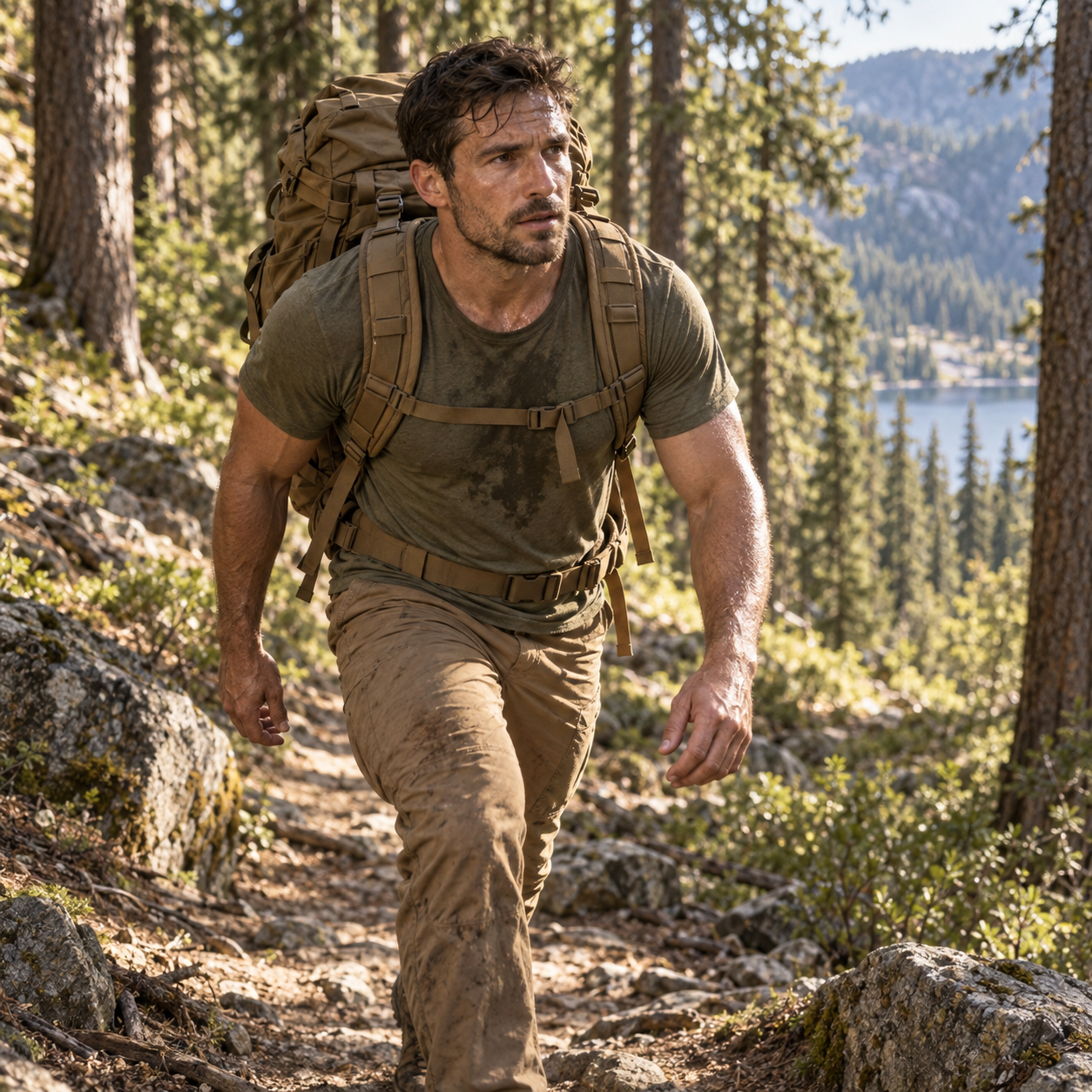 Rucking on a forest trail