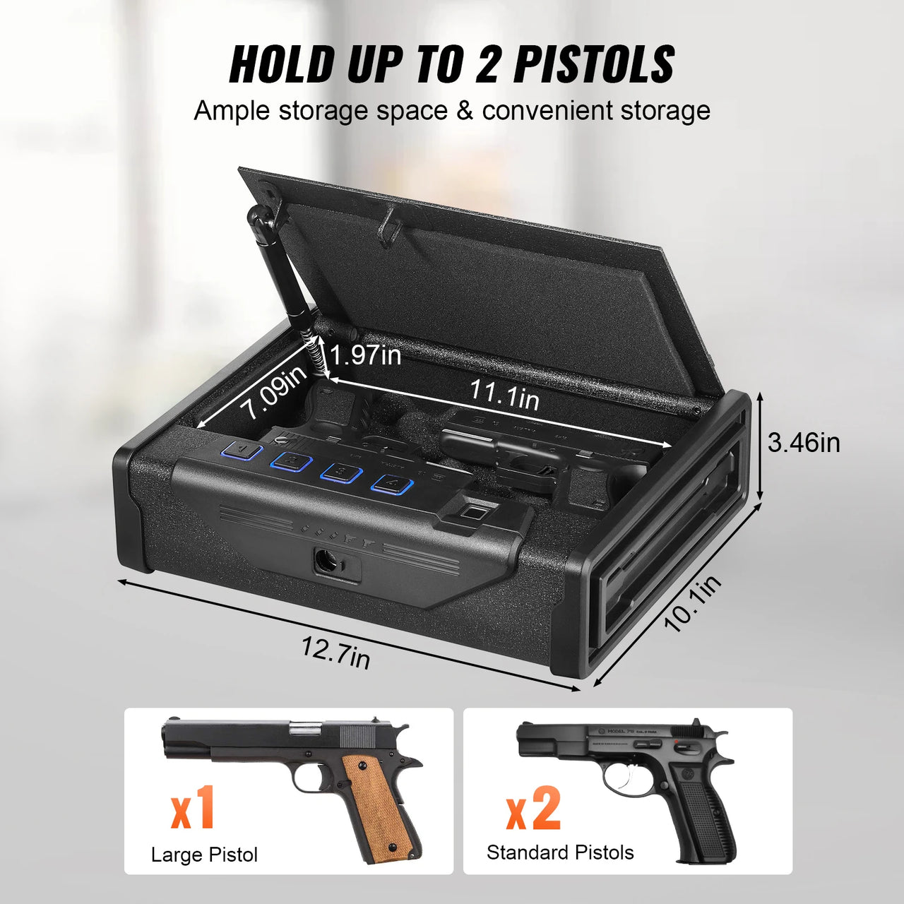 Biometric Tactical Pistol Safe – Steel Quick Access Gun Box