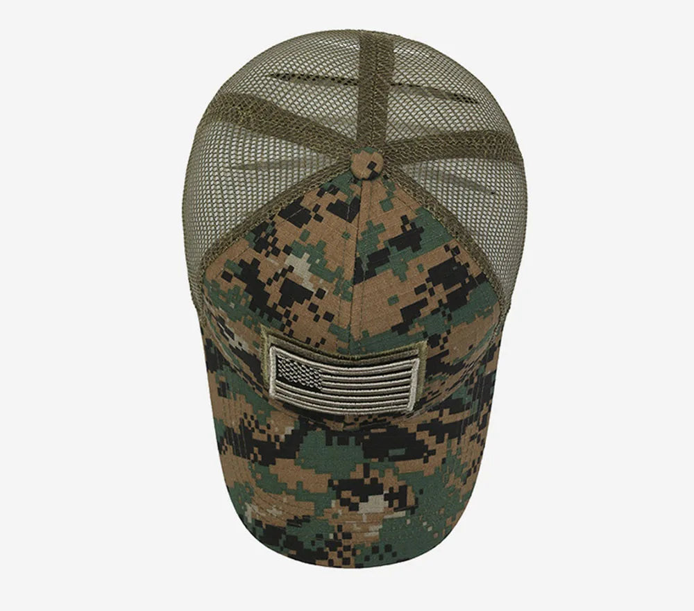 American Flag Adjustable Camouflage Hat