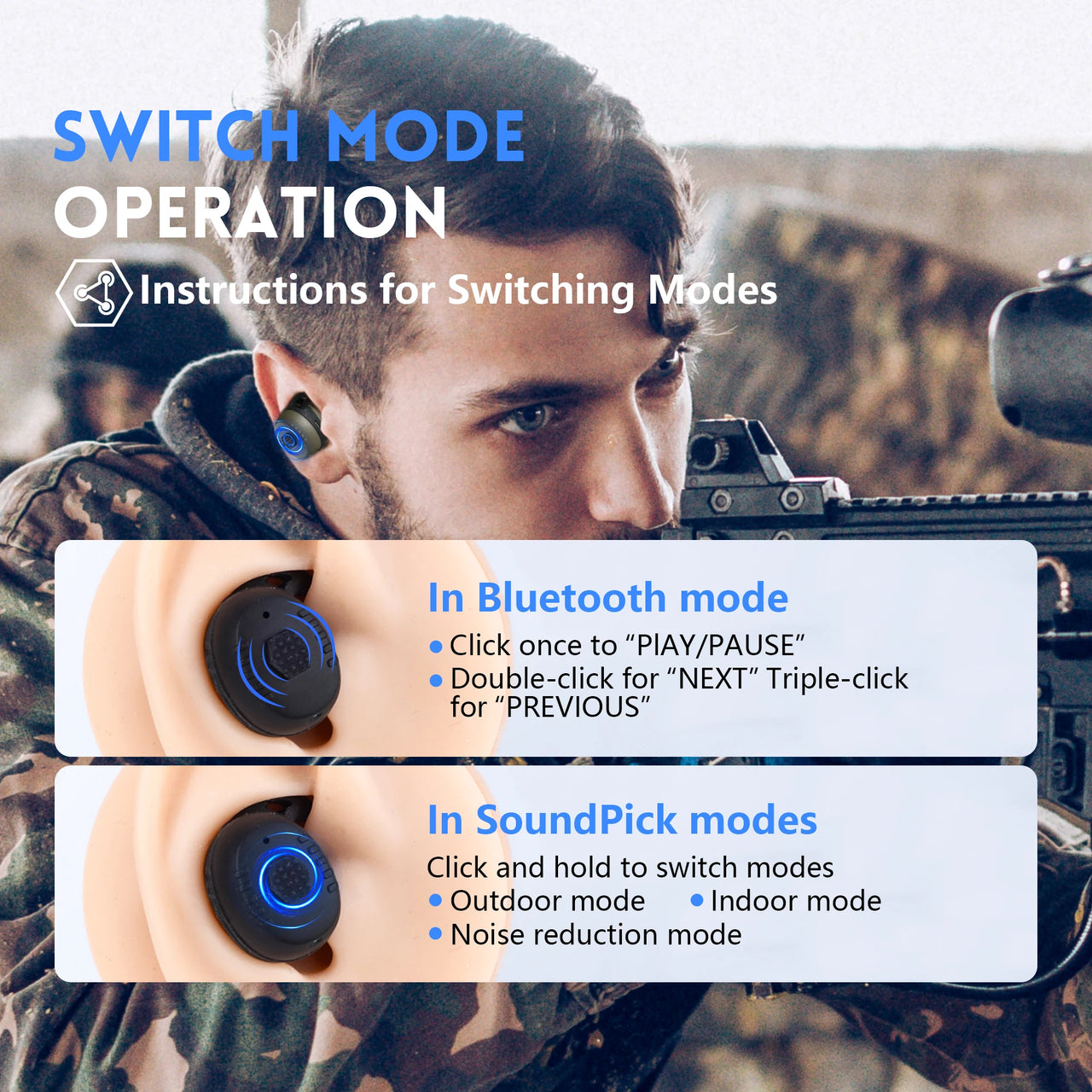 Tactical E30 Headset with NRR27dB Noise Reduction
