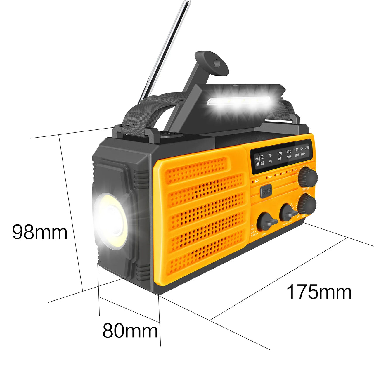 FieldLux™ - Solar Hand Crank Emergency Radio - USB Charger & LED Light