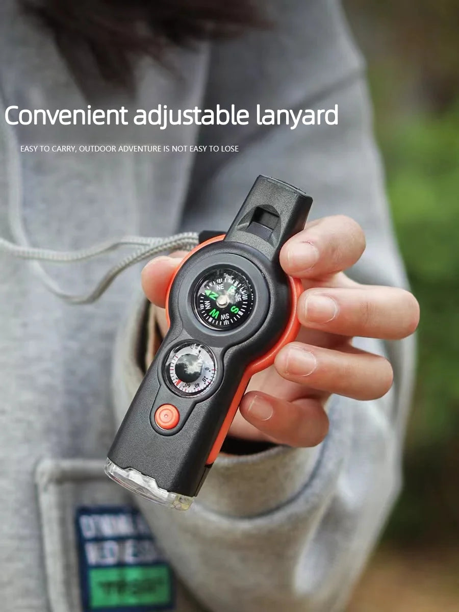 BreakPoint™ 7-In-1 Survival Whistle - Emergency Multi-Function Safety Whistle for Hiking Camping