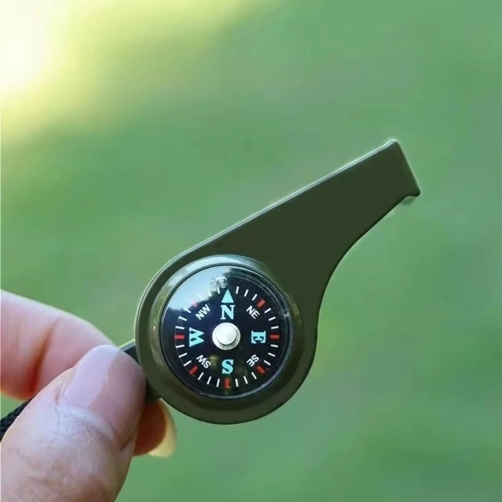 FieldLux™ 3-in-1 Emergency Survival Whistle — Compass, Thermometer & Loud Safety Signal