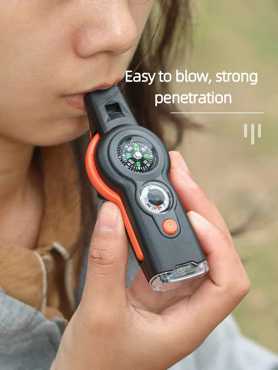 BreakPoint™ 7-In-1 Survival Whistle - Emergency Multi-Function Safety Whistle for Hiking Camping