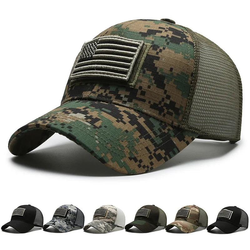 American Flag Adjustable Camouflage Hat