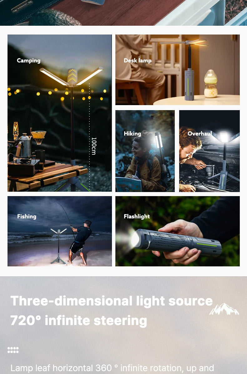 FieldLux™ Telescopic Camp Lantern - 8000mAh Power Bank & Tripod Light
