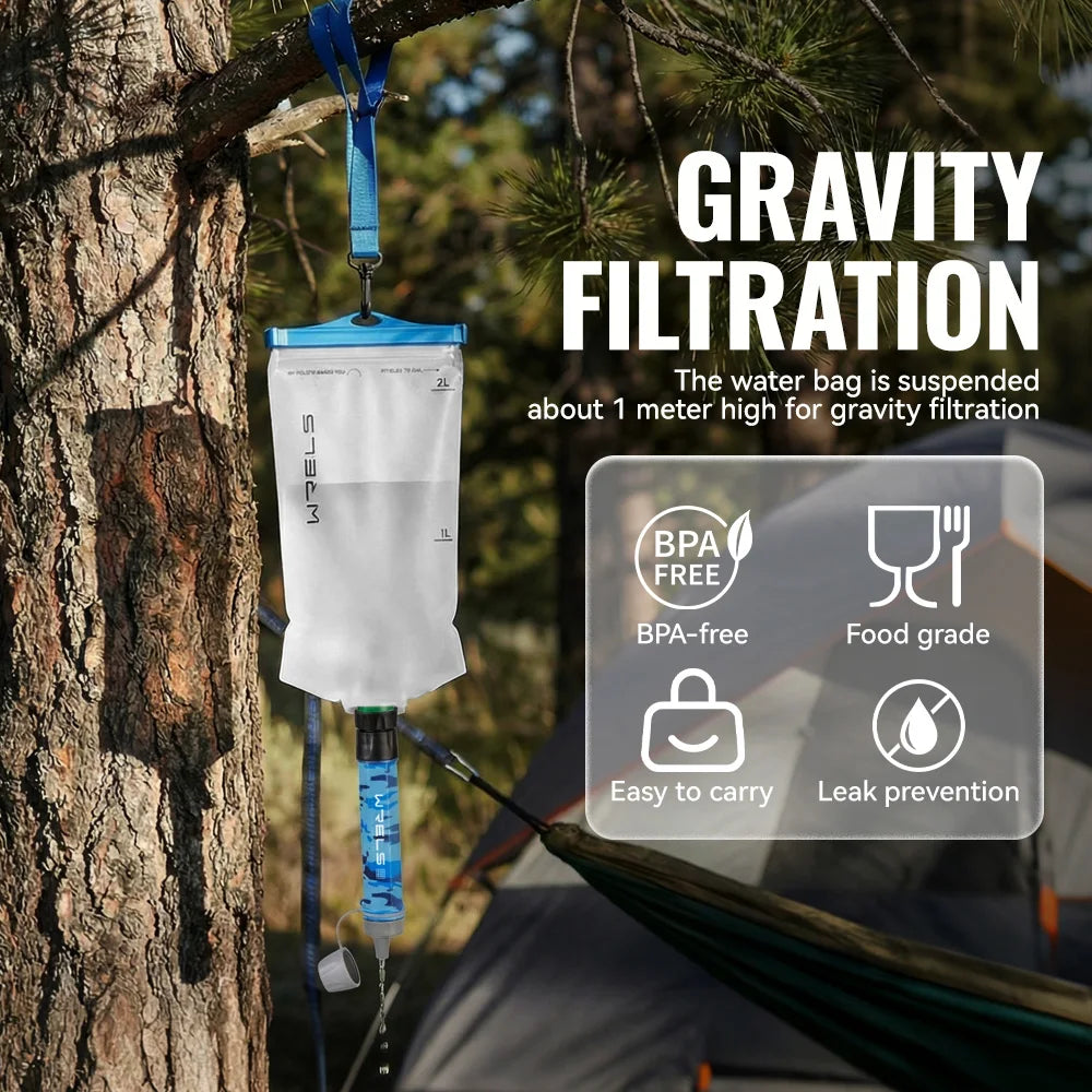 AquaTrek™ Carbon Fiber Water Filter Straw - Portable Survival Purifier Set