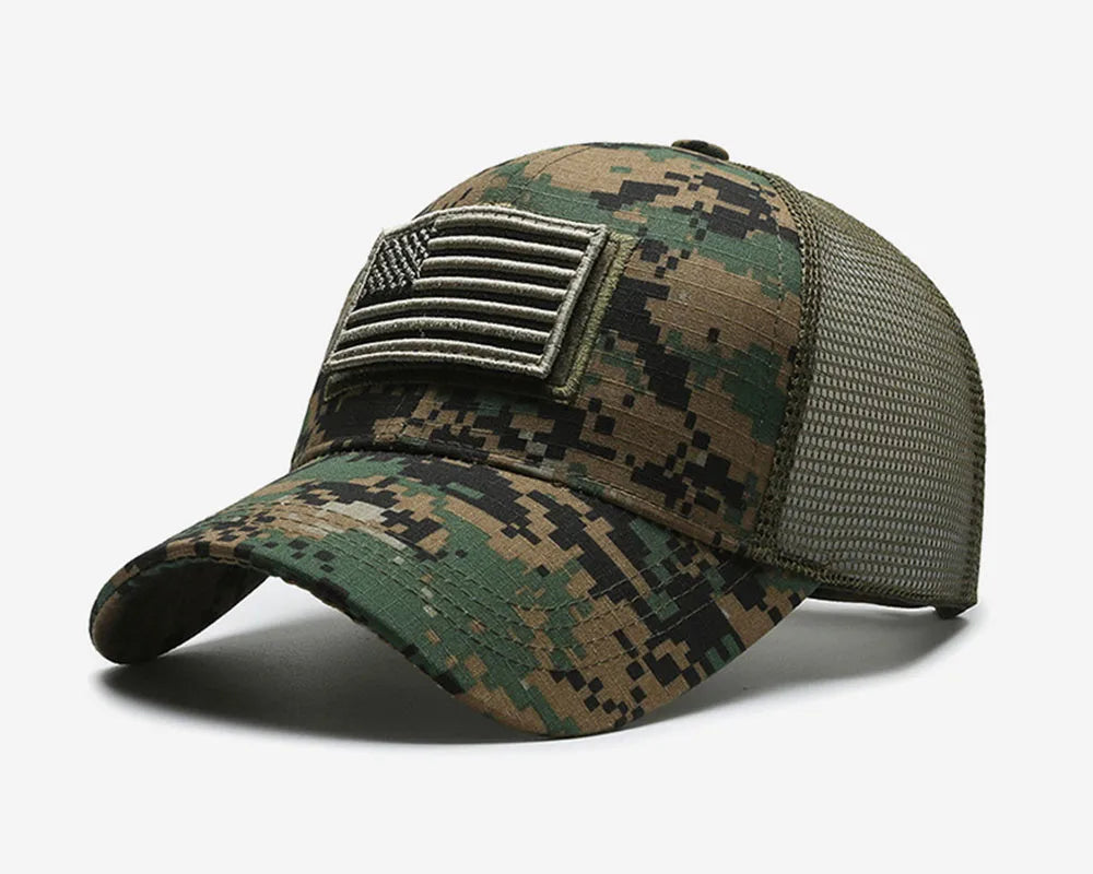 American Flag Adjustable Camouflage Hat