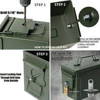 Thumbnail for BattleGear™ – 50 Cal Ammo Box Can Steel Gun Lock Hardware Kit
