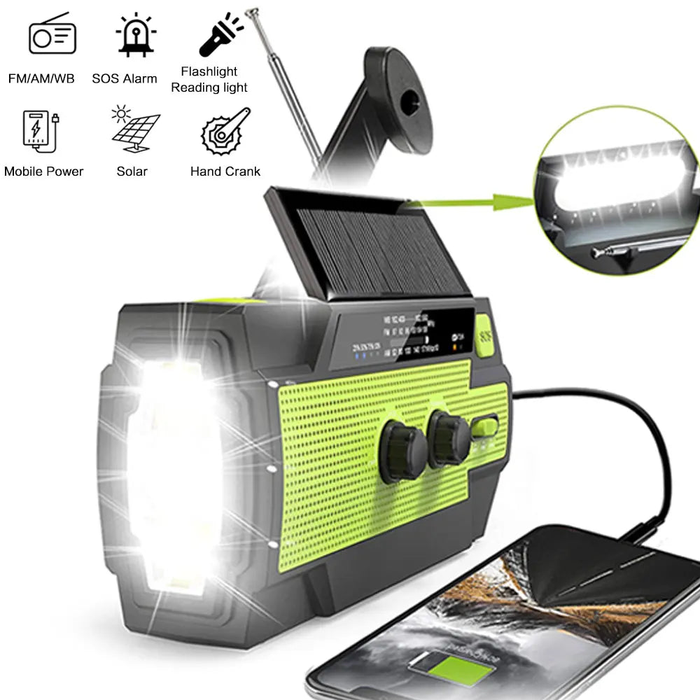 FieldLux™ - Solar Hand Crank Emergency Radio - USB Charger & LED Light