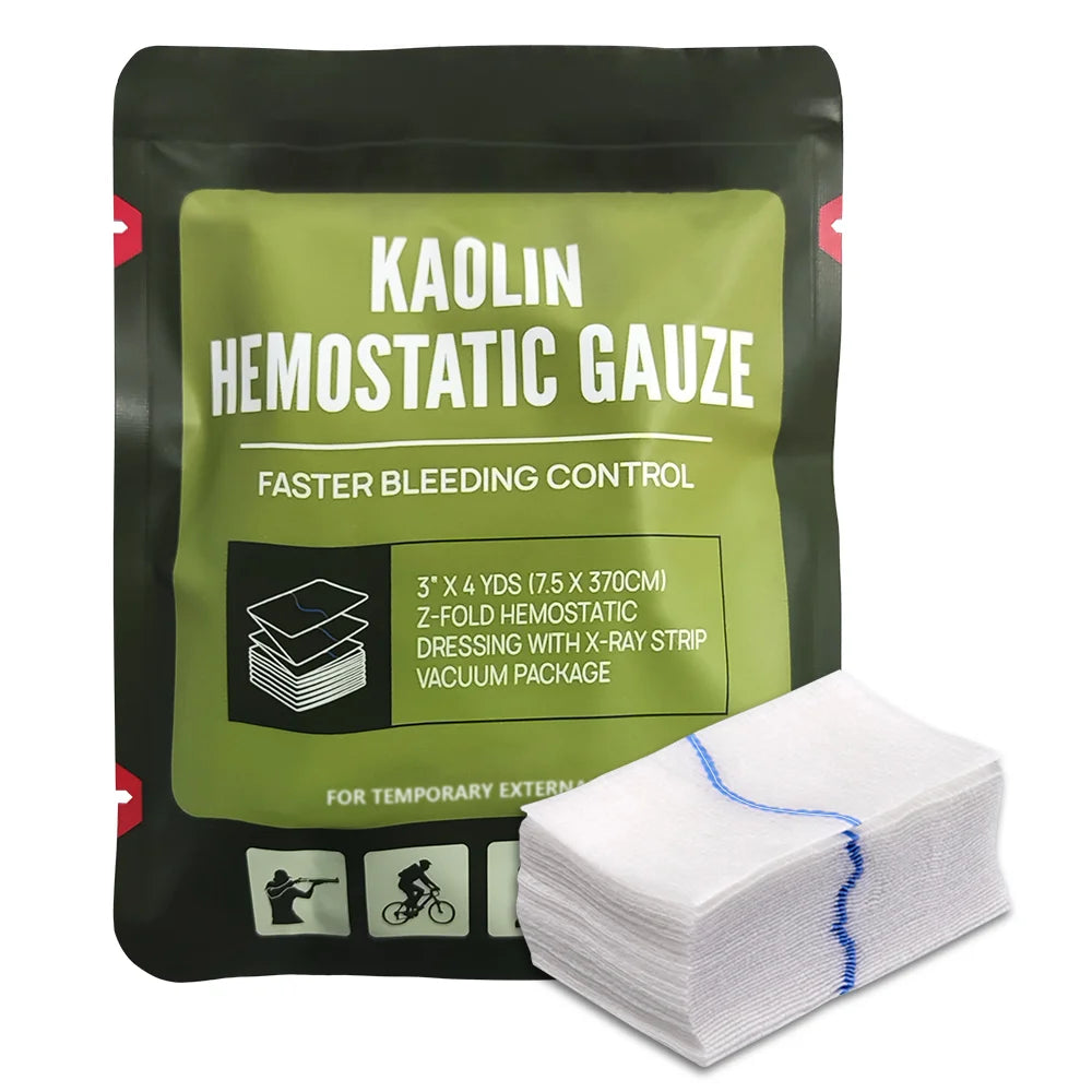 TacMed™ – Hemostatic Combat Gauze – Z-Fold Kaolin Wound Dressing for IFAK
