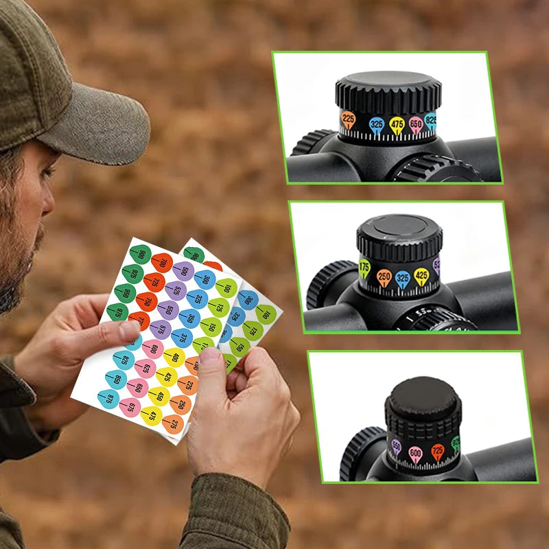 TacSight™ - Rifle Scope Turret Range Markers - Waterproof Color-Coded Labels