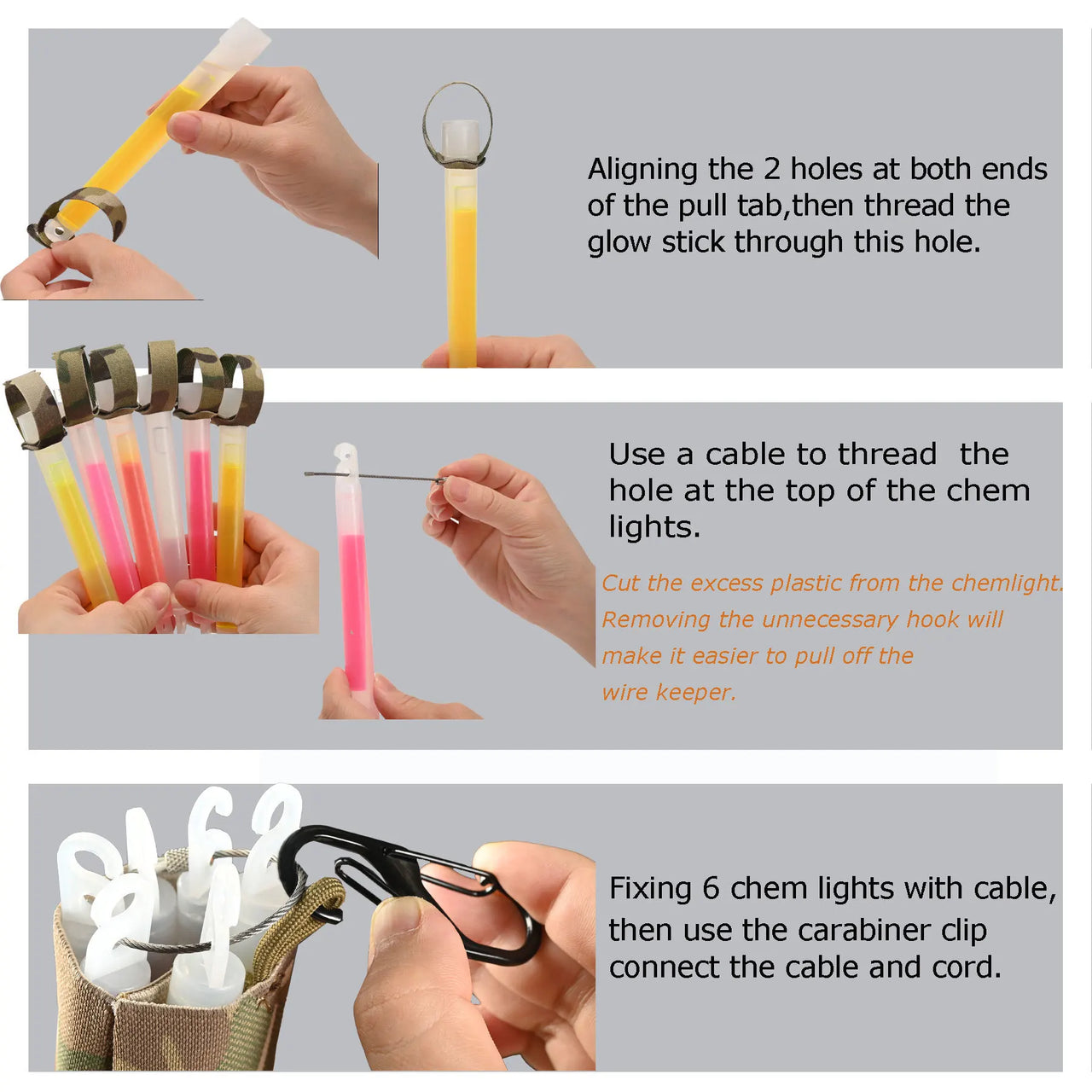 Chem Light Pouch with Carabiner Clip – 6-Pack Chemlight Pouch