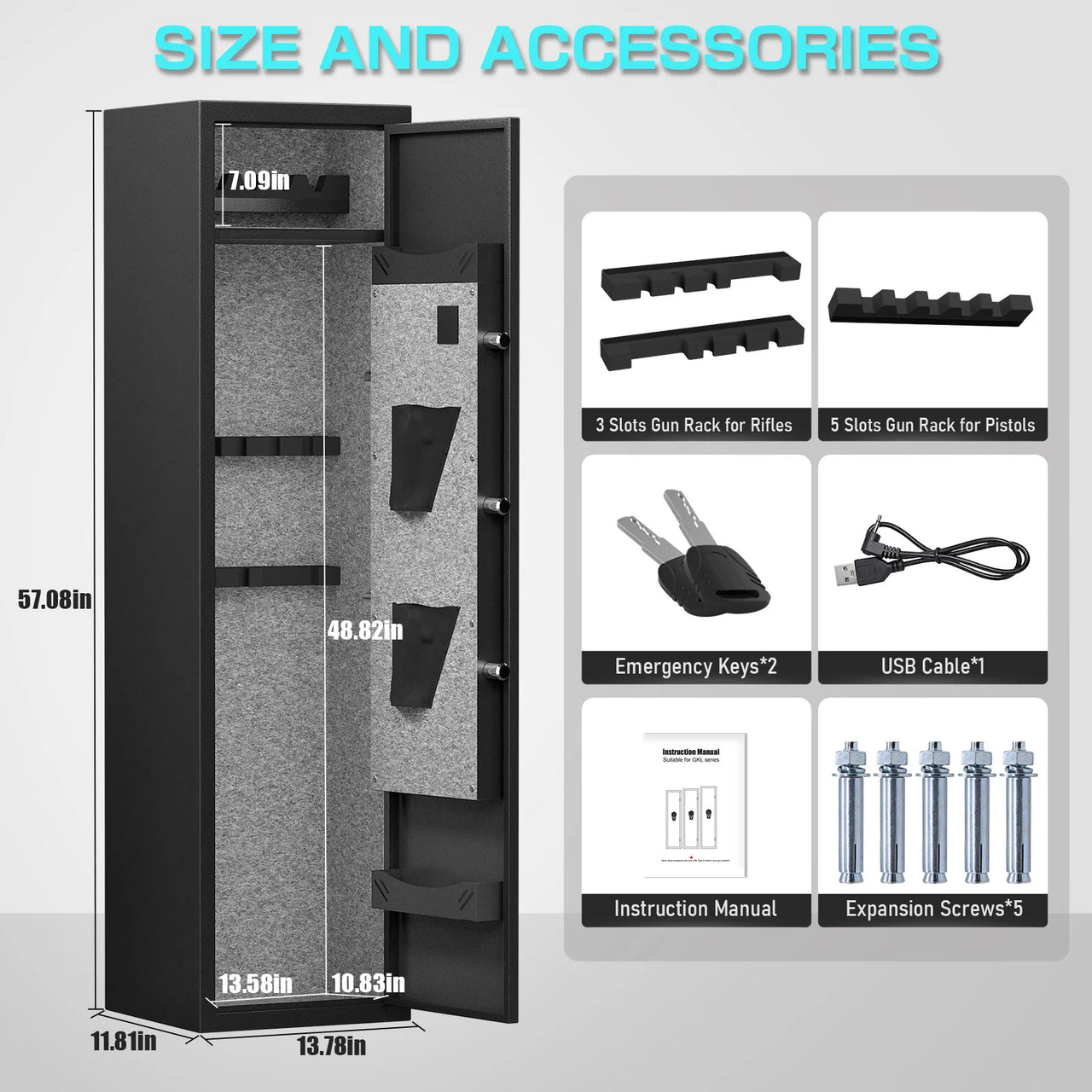 compact 6-gun tactical safe with pry-resistant door