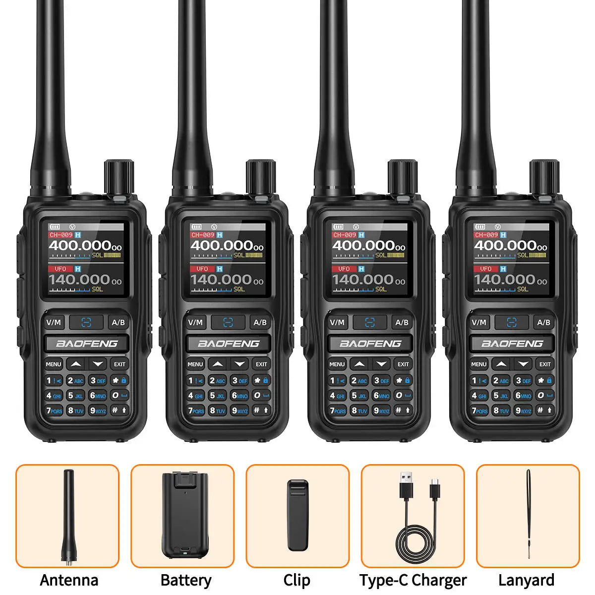 TacticalCom™ Pro-5R Mini Ham Radio - 4-Pack Bluetooth Walkie Talkies