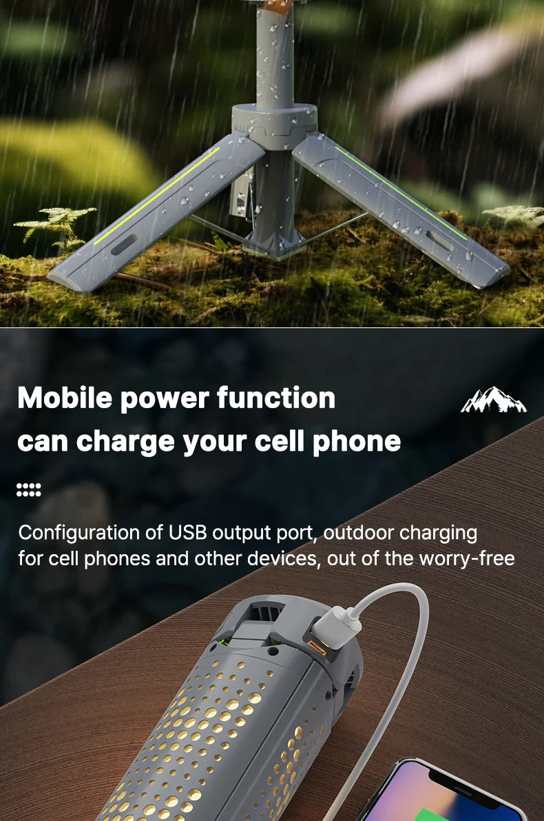 FieldLux™ Telescopic Camp Lantern - 8000mAh Power Bank & Tripod Light