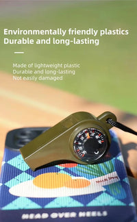 Thumbnail for FieldLux™ 3-in-1 Emergency Survival Whistle — Compass, Thermometer & Loud Safety Signal