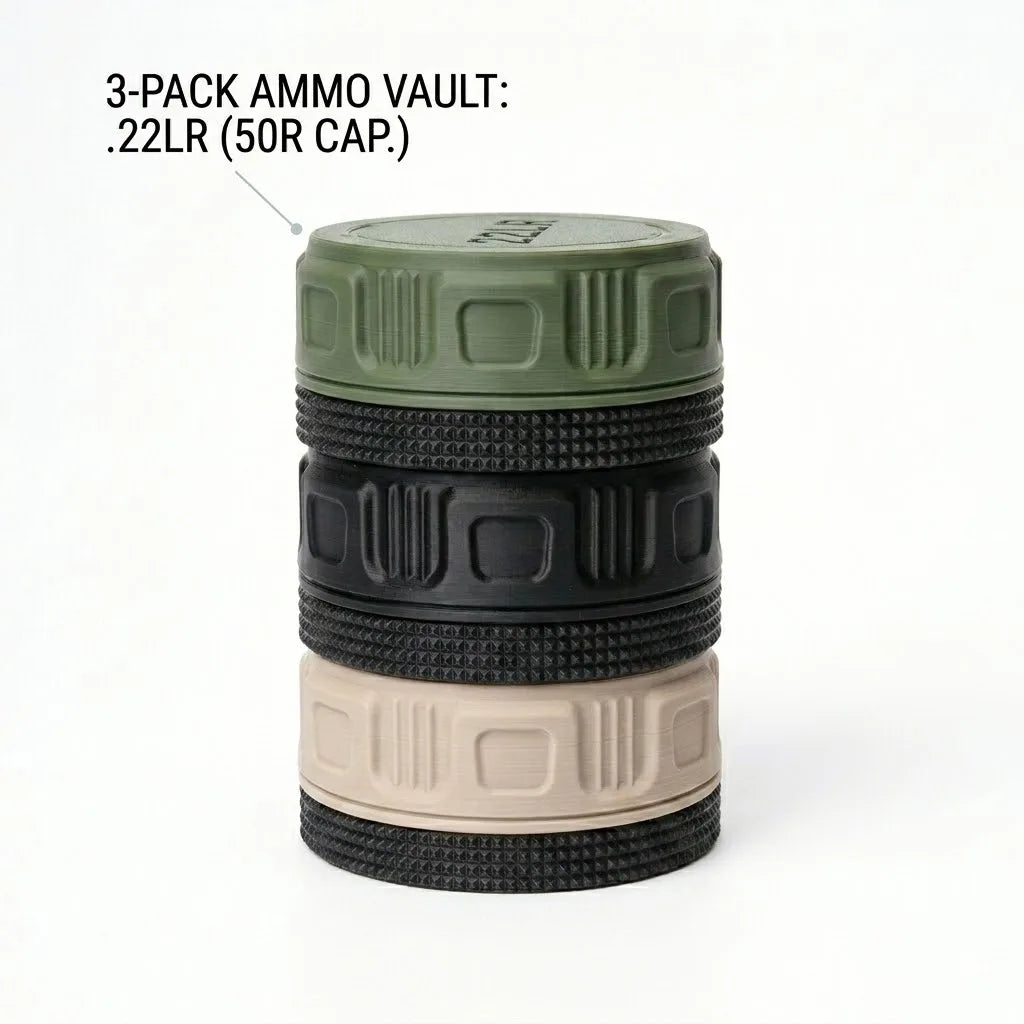 BattleGear™ Mini .22LR Ammunition Storage Box – Compact Secure Screw-Lid Case