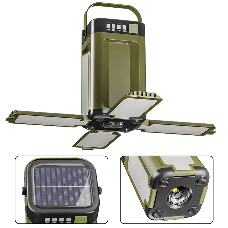 FieldLux™ SolarFold Camping Lantern - Solar USB Tent Light + 2000mAh Power Bank