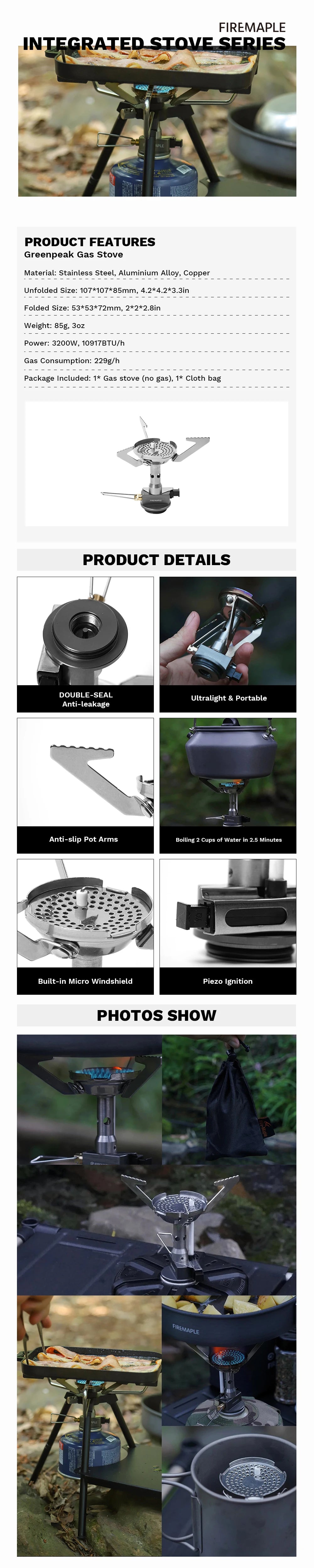 Fire-Maple™ - GreenPeak Camping Stove - Portable Propane Backpacking Stove with Piezo