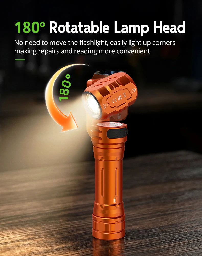 BattleGear™ - Dual-Beam Rotating Head Flashlight - Magnetic Tail Work Light