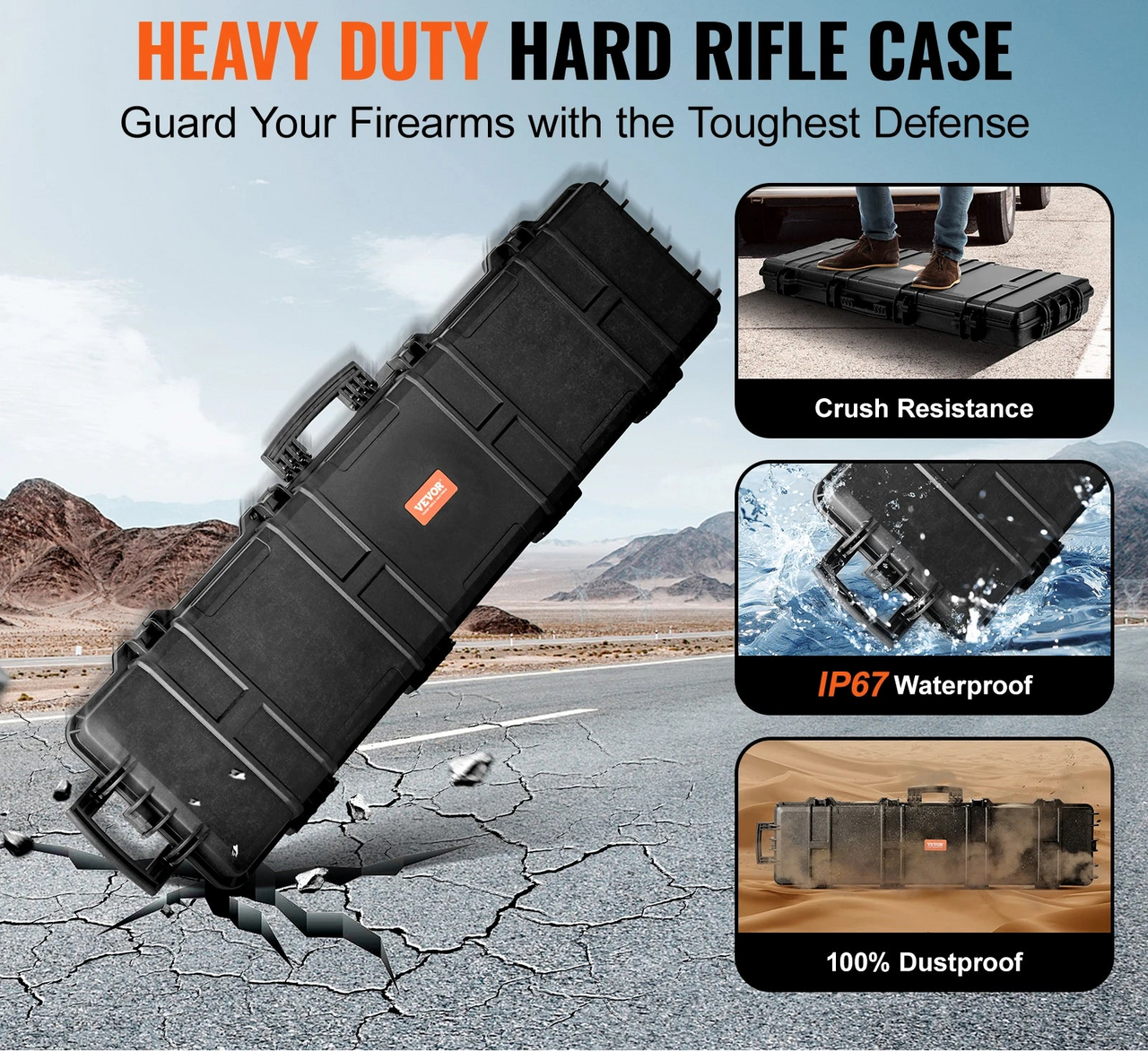 BattleGear™ Tactical Rifle Hard Case - Heavy Duty Long Gun Storage with Wheels