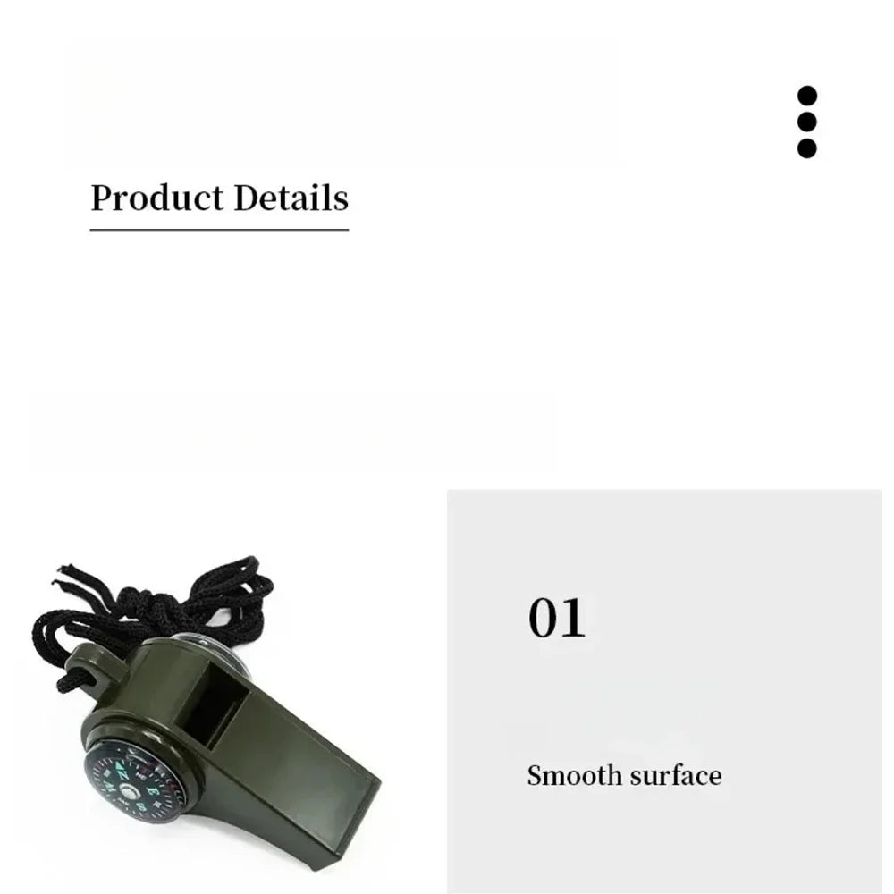FieldLux™ 3-in-1 Emergency Survival Whistle — Compass, Thermometer & Loud Safety Signal