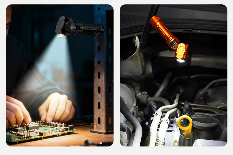 BattleGear™ - Dual-Beam Rotating Head Flashlight - Magnetic Tail Work Light