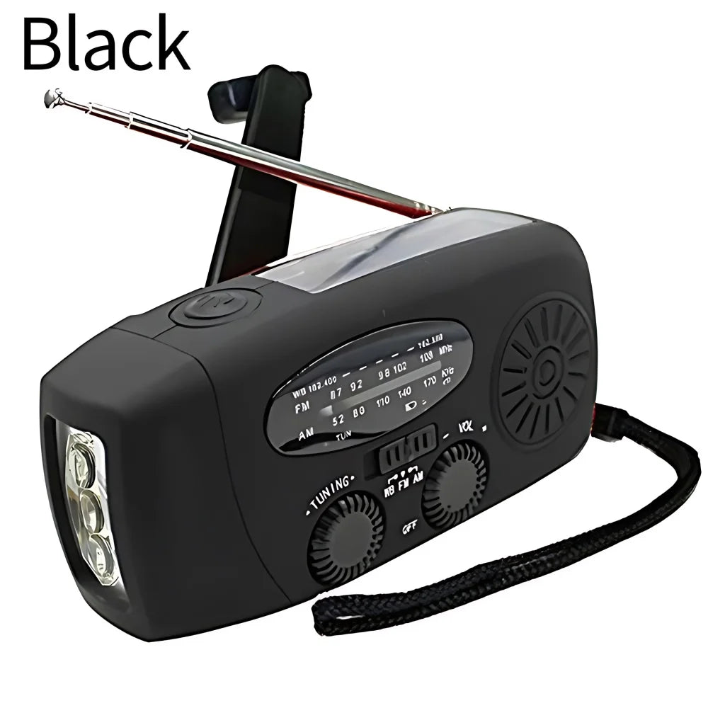 FieldLux™ - Solar Hand Crank Emergency Radio - USB Charger & LED Light