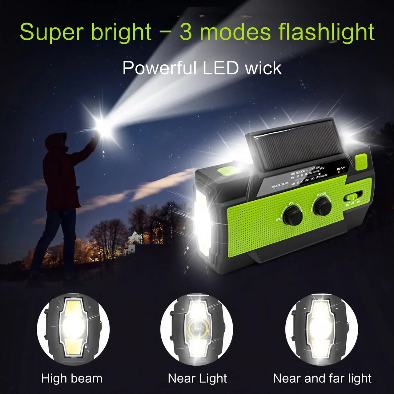 FieldLux™ - Solar Hand Crank Emergency Radio - USB Charger & LED Light