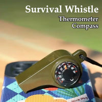 Thumbnail for FieldLux™ 3-in-1 Emergency Survival Whistle — Compass, Thermometer & Loud Safety Signal