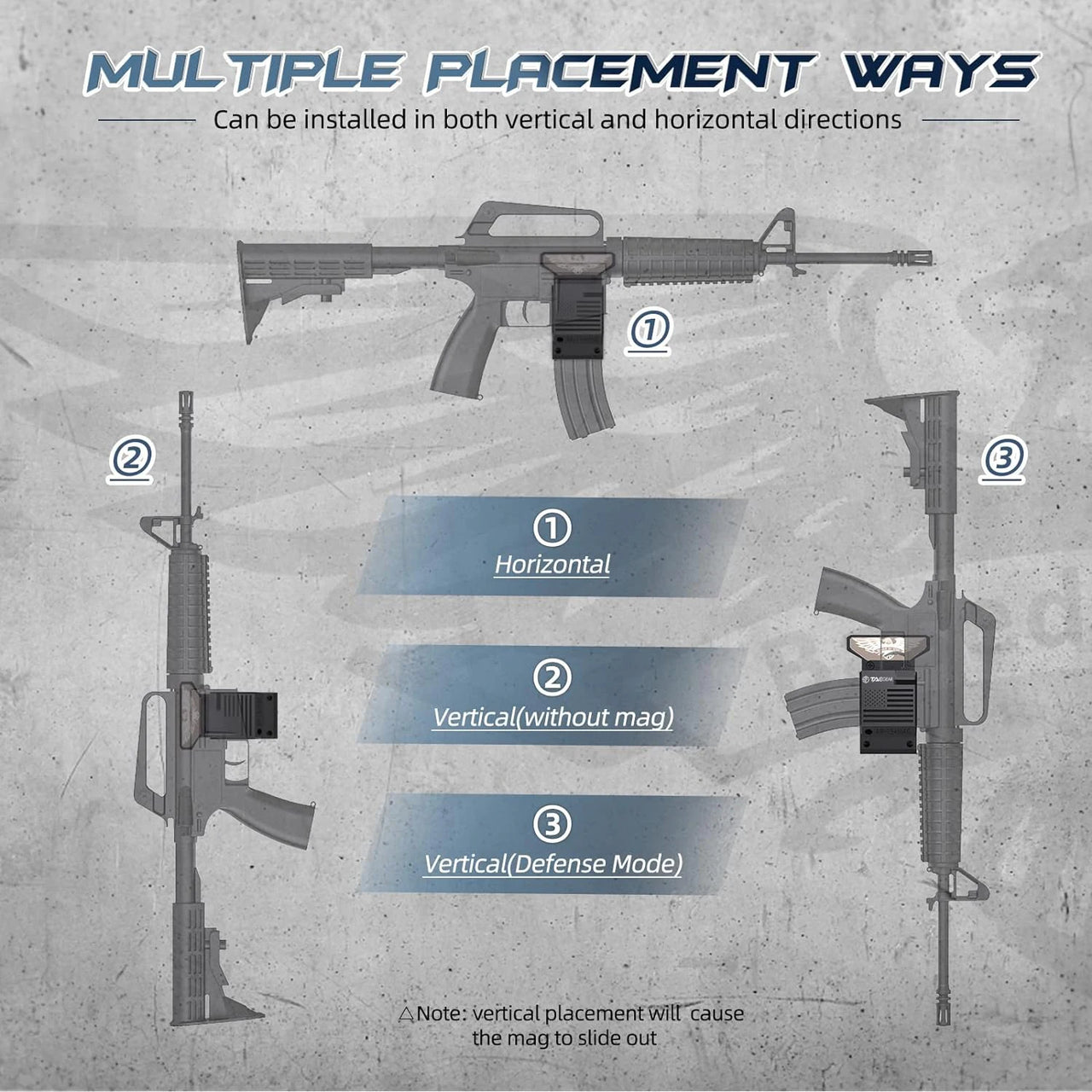 TacGear AR-15 wall mount rifle rack with spare magazine holder