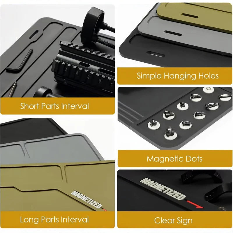 BattleGear™ magnetic gun cleaning work mat with parts organizer