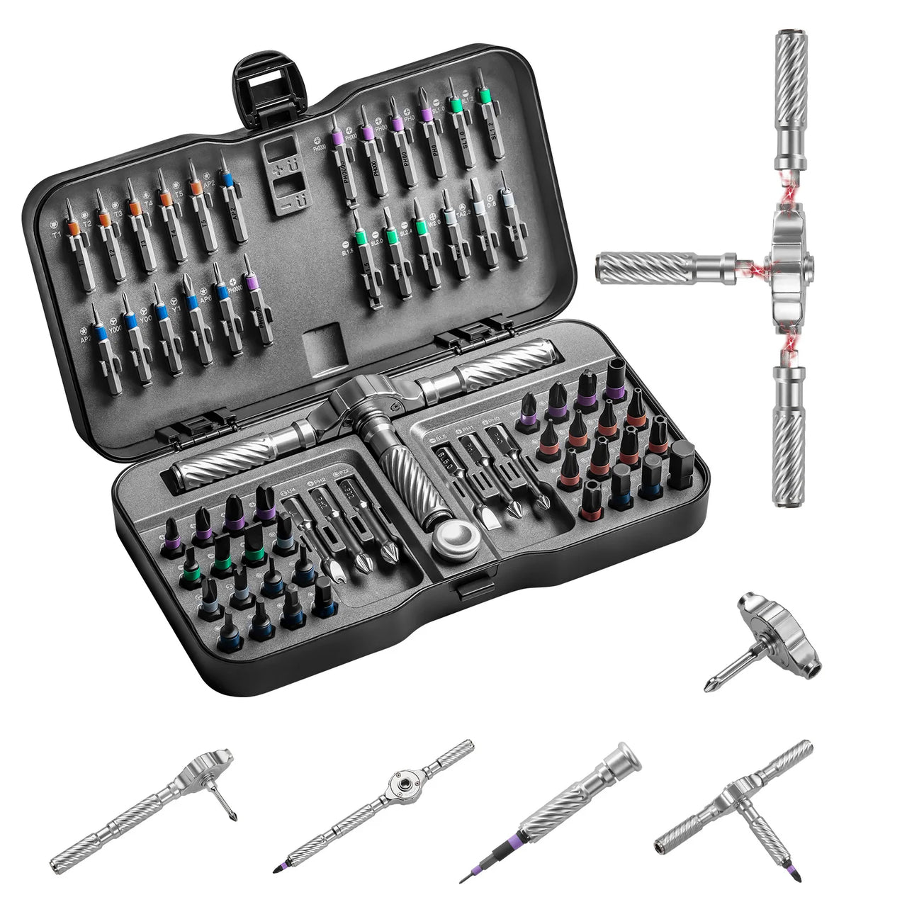 BattleGear™ 66-in-1 Tactical Ratchet Screwdriver Set - Field Repair Kit with Magnetic T-Handle