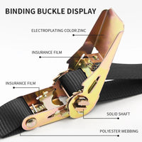 Thumbnail for BattleGear™ - Self-Locking Ratchet Tie-Down Strap - Heavy-Duty Cargo Strap Tightener