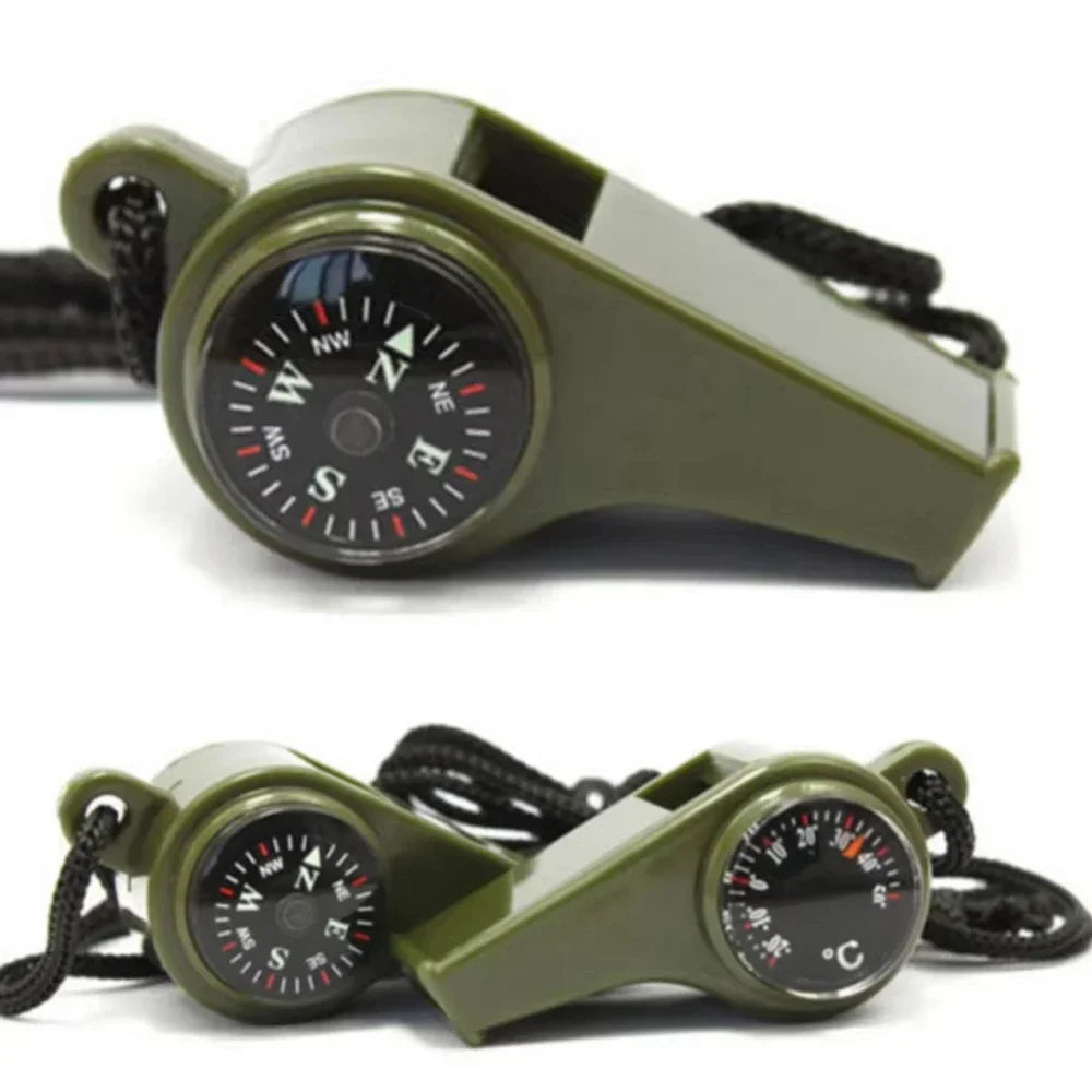 FieldLux™ 3-in-1 Emergency Survival Whistle — Compass, Thermometer & Loud Safety Signal