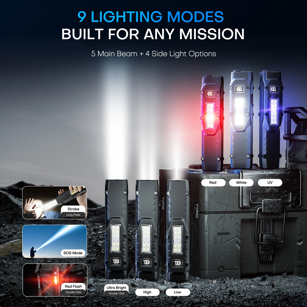 BattleGear™ - Flat EDC Tactical Flashlight - 1500 Lumen Rechargeable Pocket Light