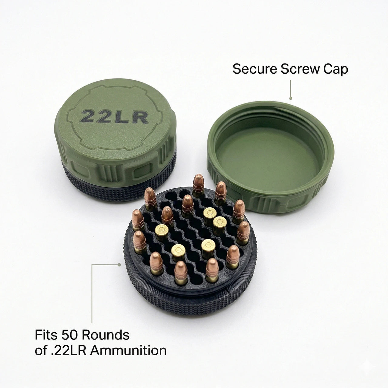 BattleGear™ Mini .22LR Ammunition Storage Box – Compact Secure Screw-Lid Case