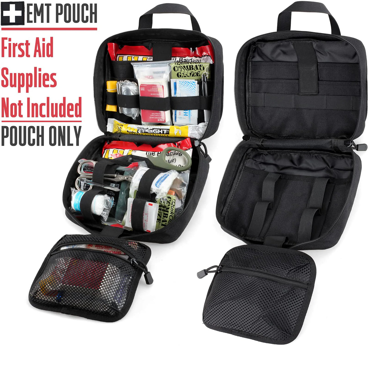 Tactical Molle Medical Pouch - Upgraded Size, Large Capacity IFAK Pouch with Detachable Quick Release and Headrest Mount