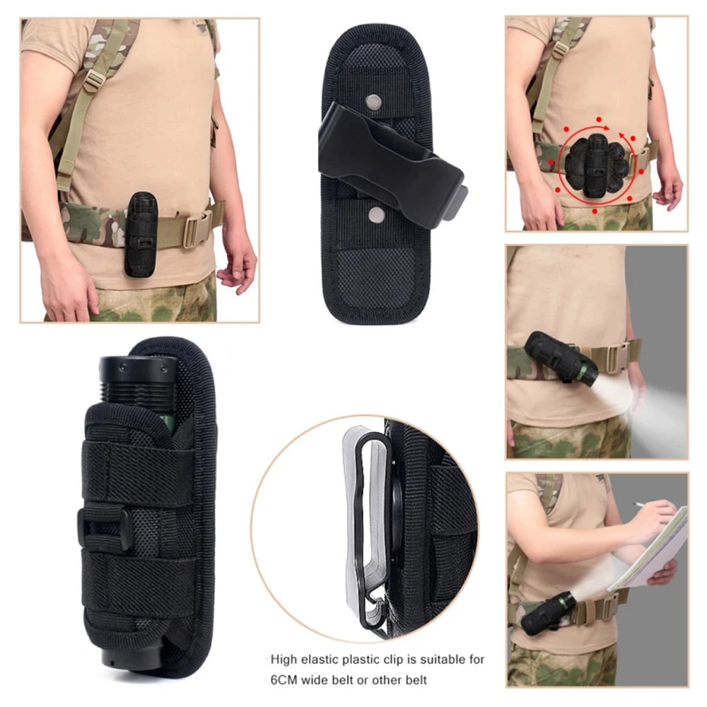 FieldLux™ Tactical Flashlight Pouch - 360° Rotary Holster