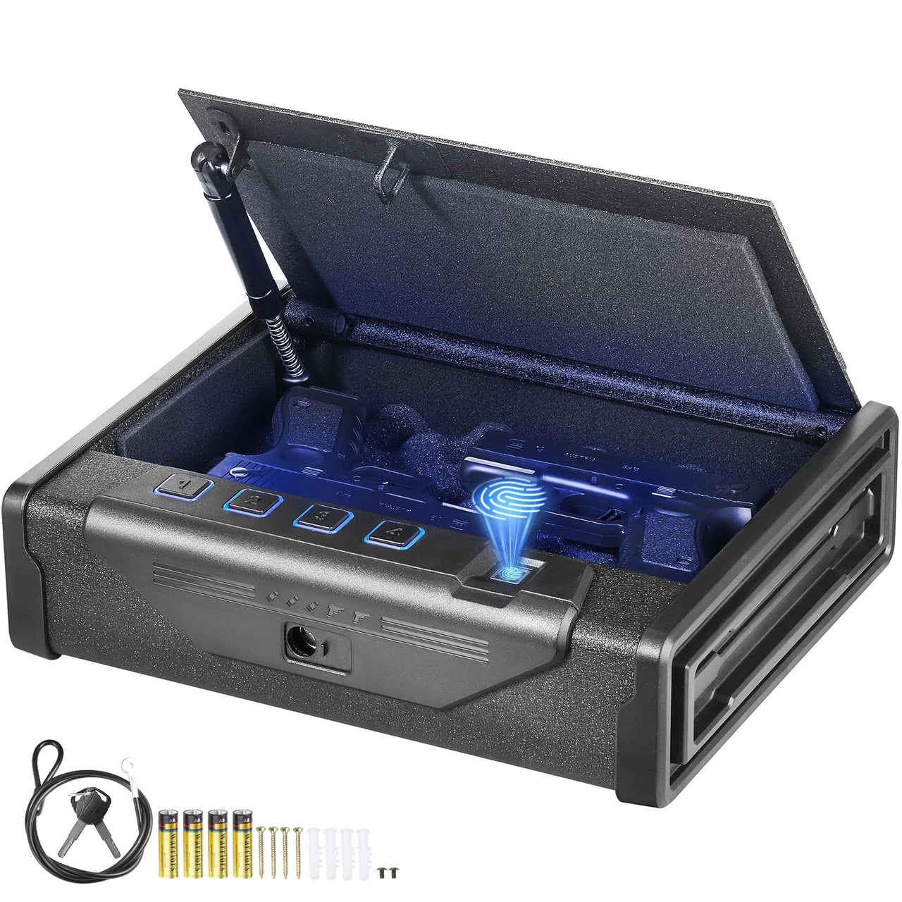 Biometric Tactical Pistol Safe – Steel Quick Access Gun Box