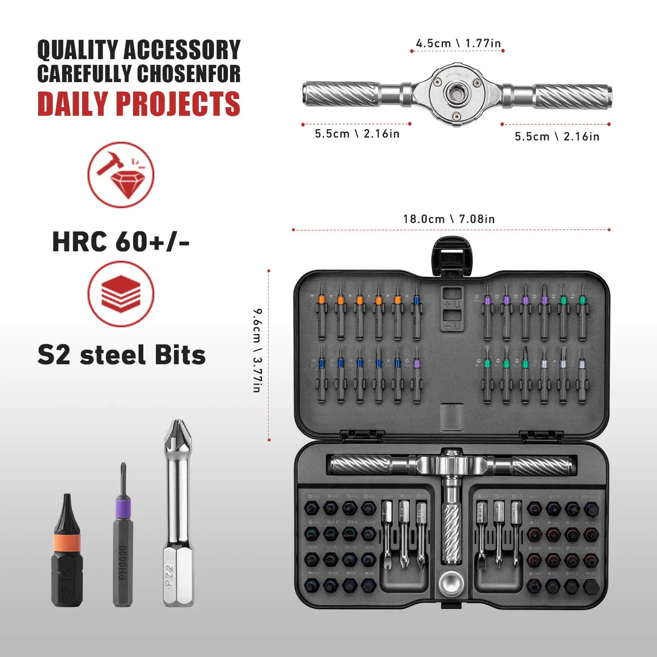 BattleGear™ 66-in-1 Tactical Ratchet Screwdriver Set - Field Repair Kit with Magnetic T-Handle