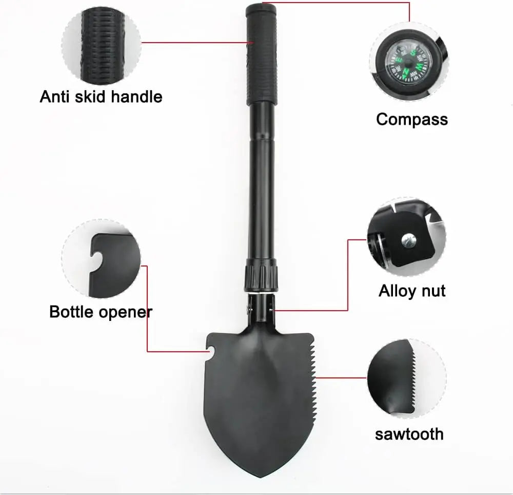 Tactical Folding Shovel – Military Entrenching Tool with Pouch