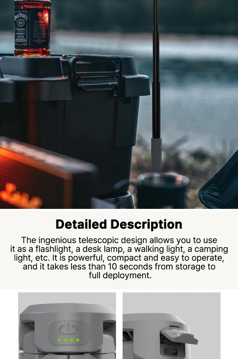 FieldLux™ Telescopic Camp Lantern - 8000mAh Power Bank & Tripod Light